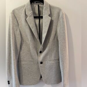 Zara Light Gray Two-Button  Blazer